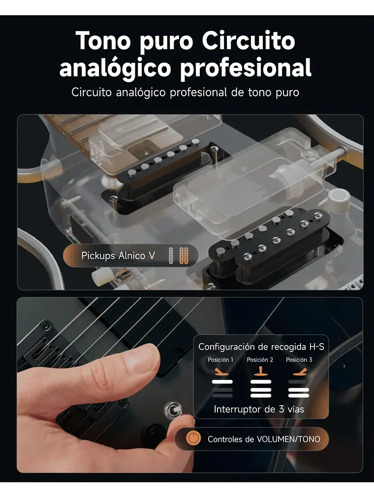 Donner HUSH™ X PRO Guitarra de viaje versátil Midnight Glow 11