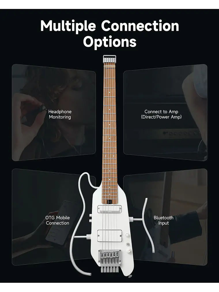 Donner HUSH™ X PRO Electric Guitar WHITE 3