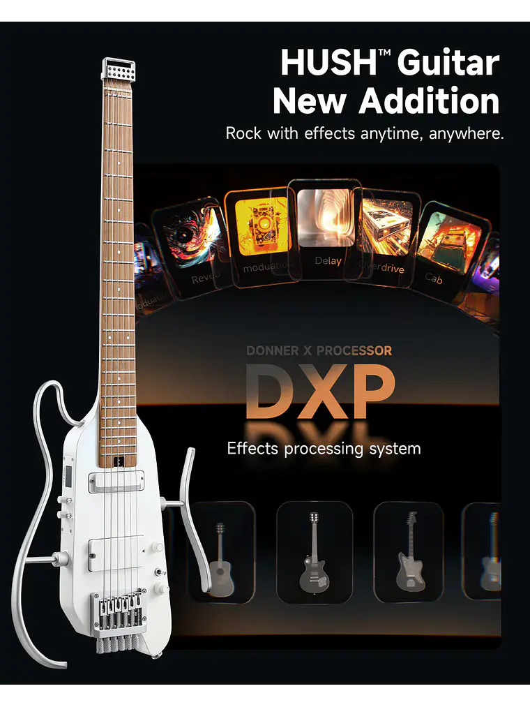 Donner HUSH™ X PRO Electric Guitar WHITE 5