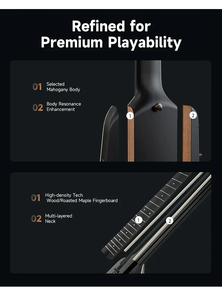 Guitarra eléctrica Donner HUSH™ X PRO BLACK 4