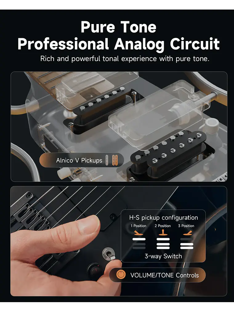 Guitarra eléctrica Donner HUSH™ X PRO BLACK 6