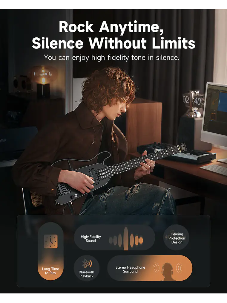Guitarra eléctrica Donner HUSH™ X PRO BLACK 7