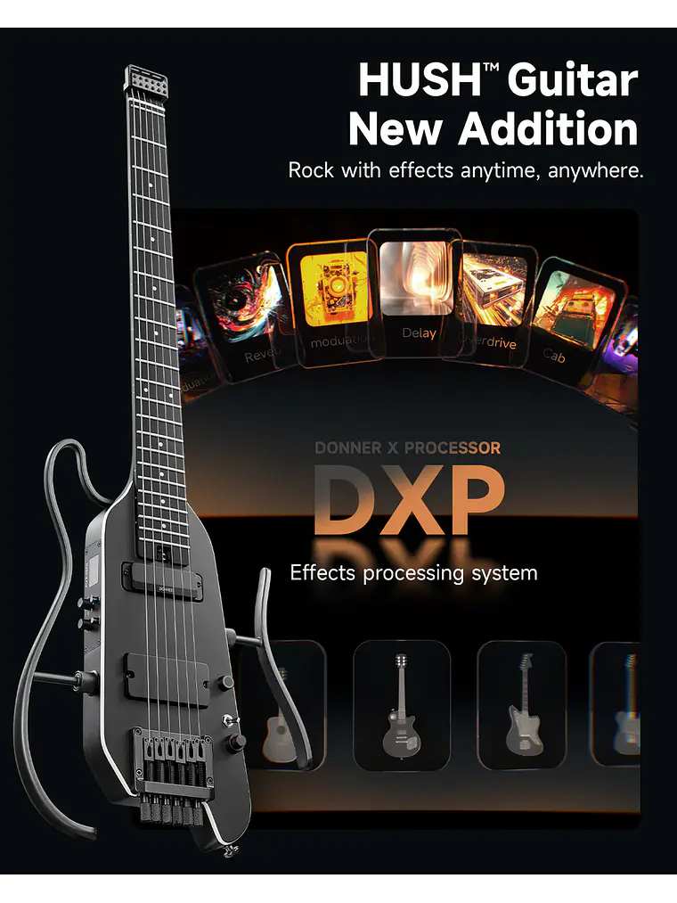 Guitarra eléctrica Donner HUSH™ X PRO BLACK 8