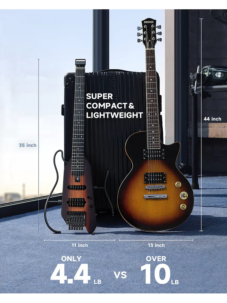 Guitarra eléctrica Donner HUSH™ X SUNBURST 12