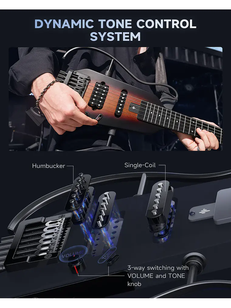 Guitarra eléctrica Donner HUSH™ X SUNBURST 13