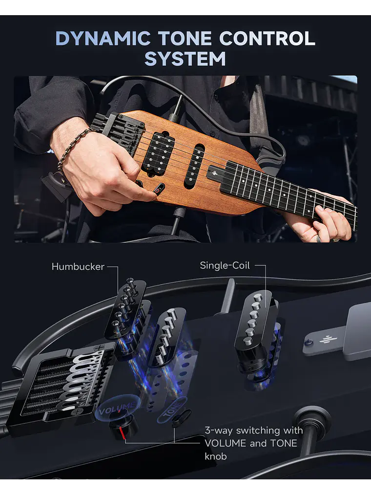 Guitarra eléctrica Donner HUSH™ X NAT 9