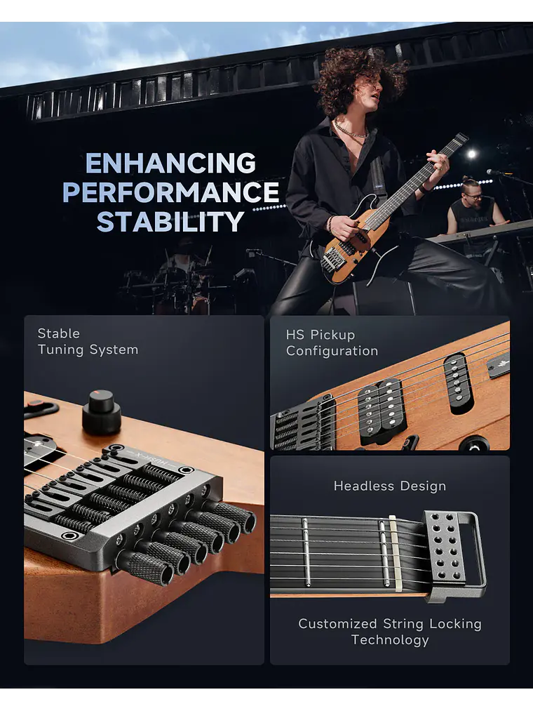 Guitarra eléctrica Donner HUSH™ X NAT 11