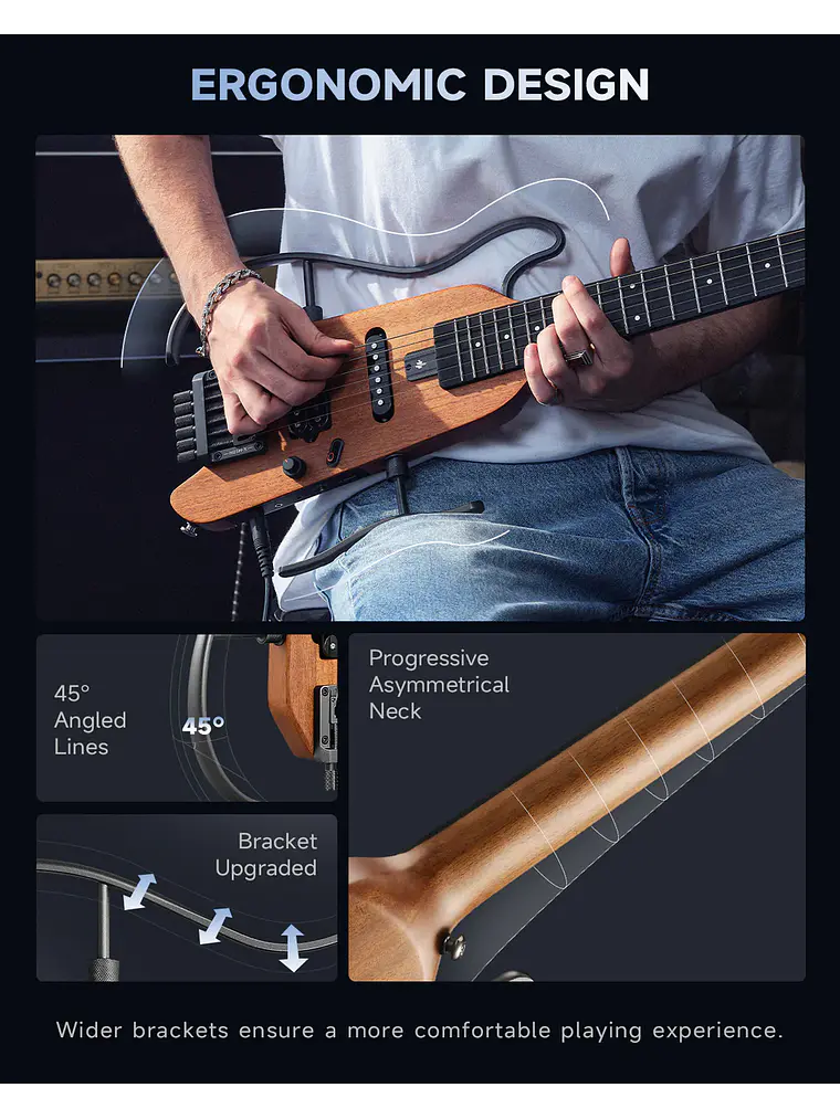 Guitarra eléctrica Donner HUSH™ X NAT 12