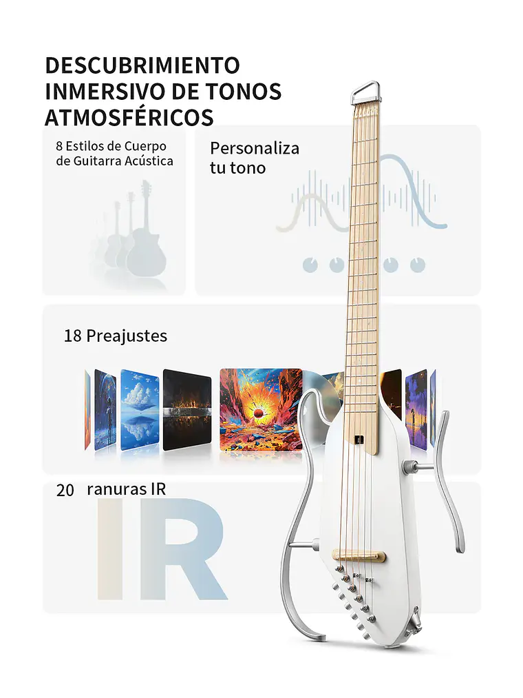 Donner HUSH™ I PRO Guitarra de viaje WHITE 8