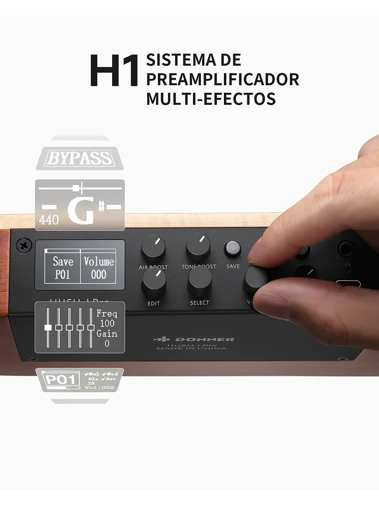 Donner HUSH™ I PRO Guitarra de viaje NAT 5