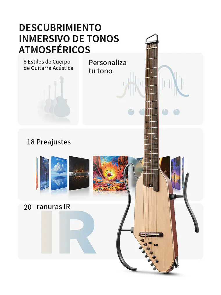 Donner HUSH™ I PRO Guitarra de viaje NAT 6