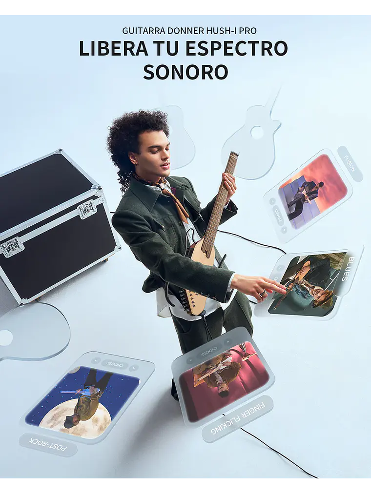 Donner HUSH™ I PRO Guitarra de viaje NAT 8