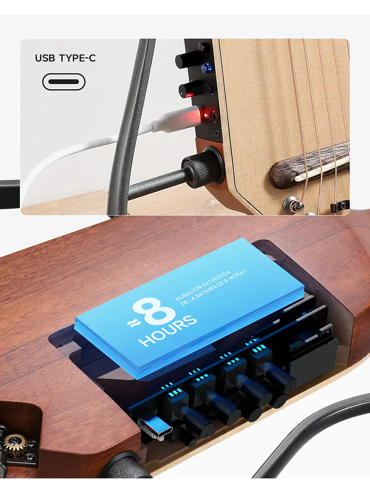 Donner HUSH™ I PRO Guitarra de viaje NAT 10