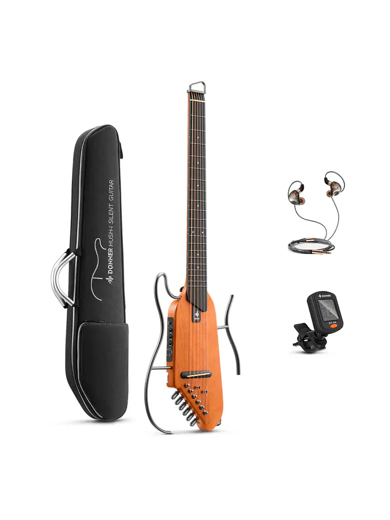 GUITARRA ELECTROACUSTICA DE VIAJE DONNER HUSH™ I CAOBA 2