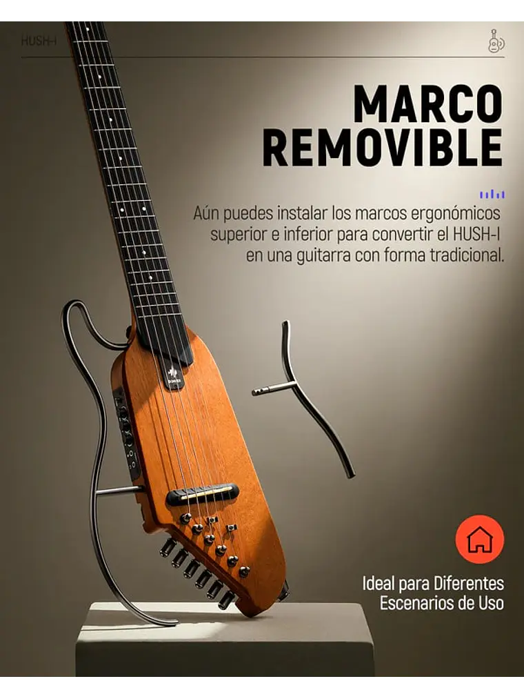 GUITARRA ELECTROACUSTICA DE VIAJE DONNER HUSH™ I MAPLE 2
