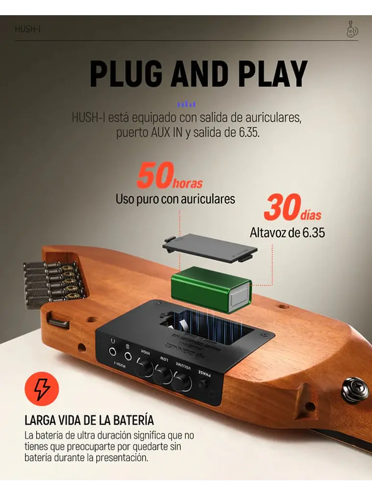 GUITARRA ELECTROACUSTICA DE VIAJE DONNER HUSH™ I MAPLE 3