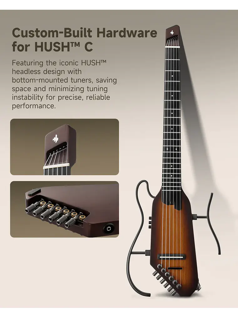 Guitarra electroacústica Donner HUSH™ C de nylon SUNBURST 19