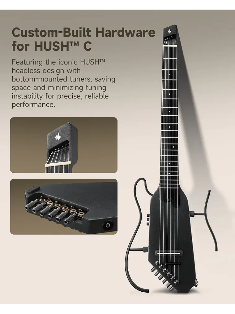 Guitarra electroacústica Donner HUSH™ C de nylon BLACK 9