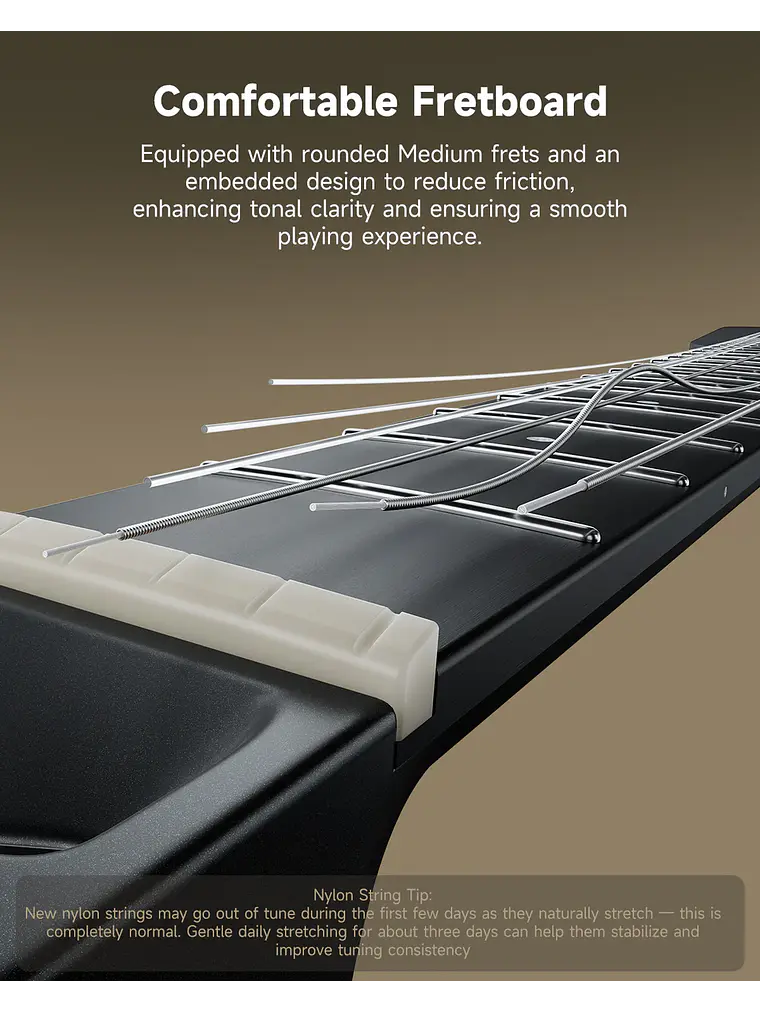 Guitarra electroacústica Donner HUSH™ C de nylon BLACK 15