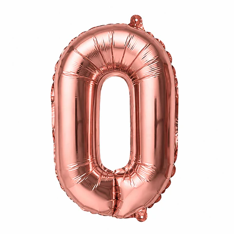 Globo metálico rose gold número 0 40 cm