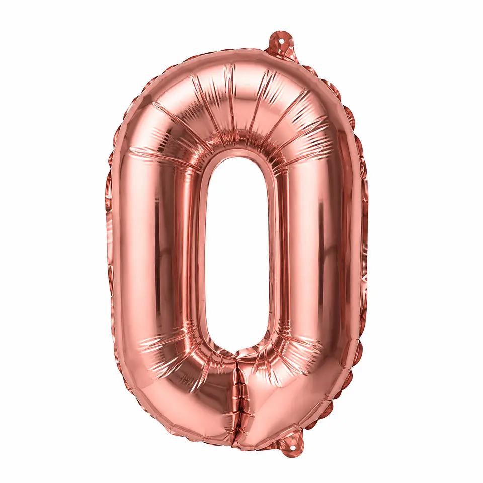 Globo metálico rose gold número 0 40 cm 1
