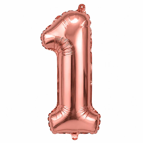 Globo metálico rose gold número 1 40 cm