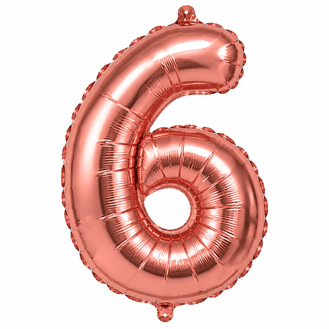Globo metálico rose gold número 6 40 cm