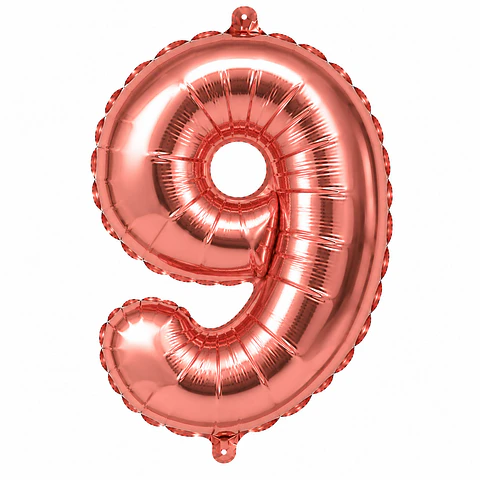 Globo metálico rose gold número 9 40 cm