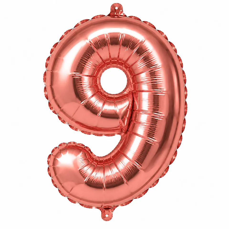 Globo metálico rose gold número 9 40 cm 1