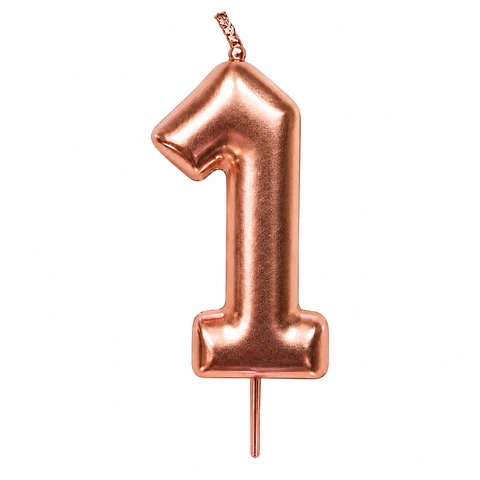 Vela Rose Gold número 1 9 cm