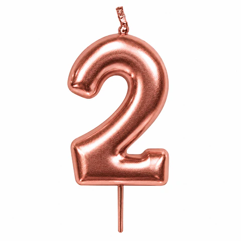 Vela Rose Gold número 2 9 cm