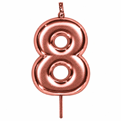 Vela Rose Gold número 8 9 cm