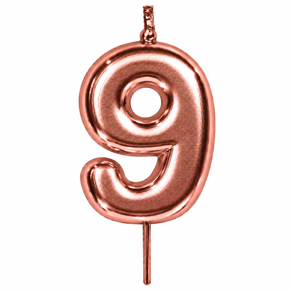 Vela Rose Gold número 9 9 cm 1