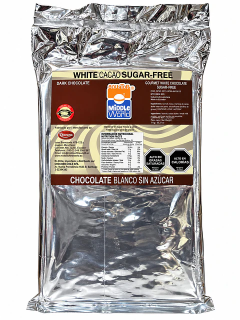 Chocolate Blanco Sin Azúcar Middle World 1 kg