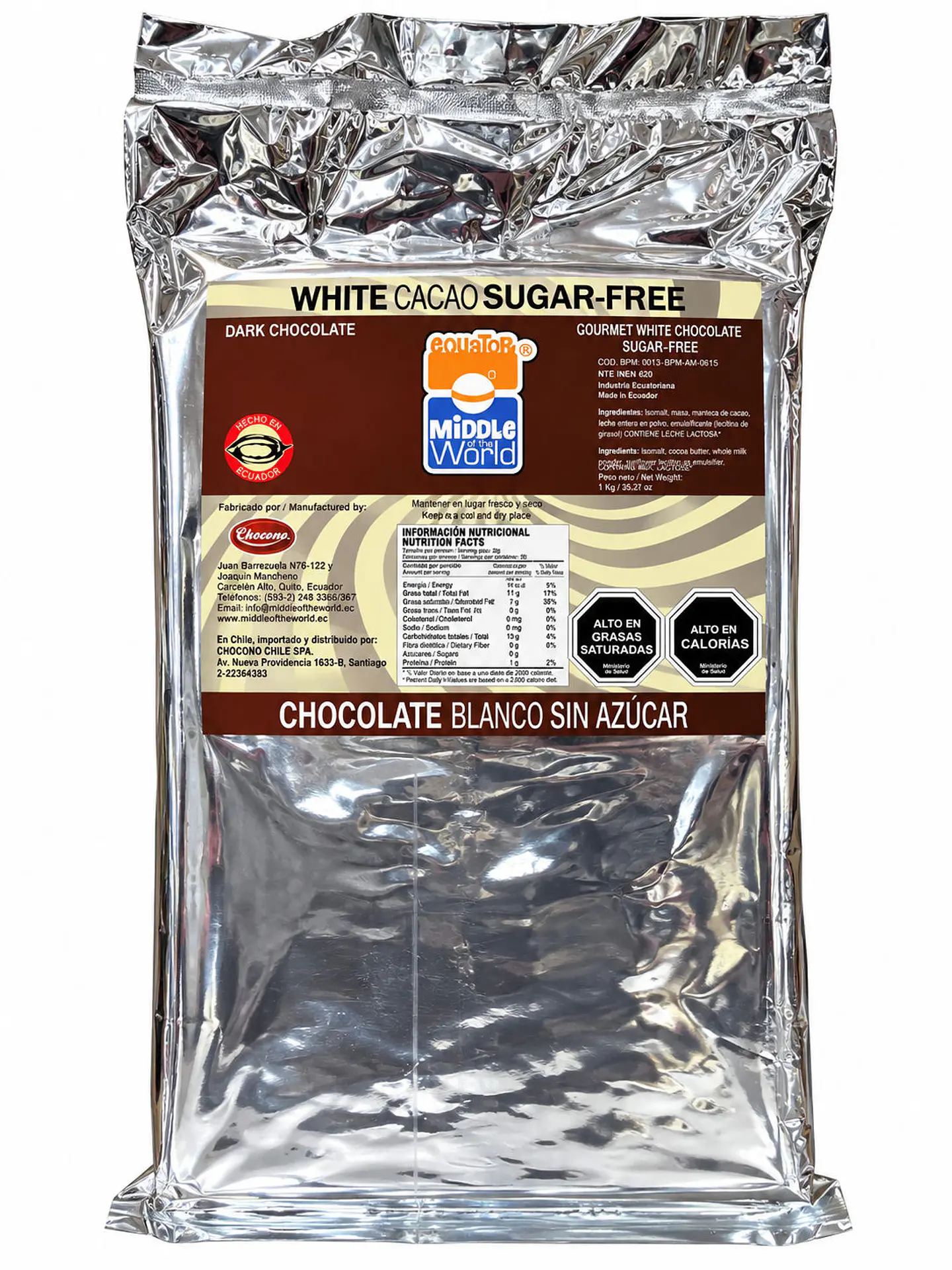 Chocolate Blanco Sin Azúcar Middle World 1 kg 1