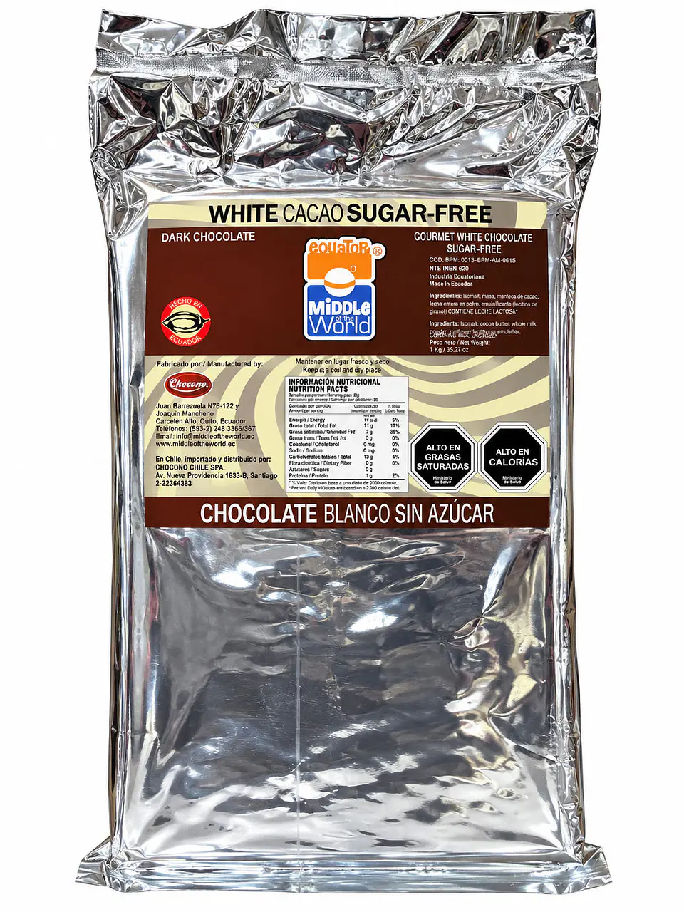 Chocolate Blanco Sin Azúcar Middle World 1 kg 1