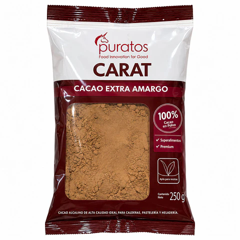 Cacao en Polvo Extra Amargo Puratos Carat 100% Cacao 250 g