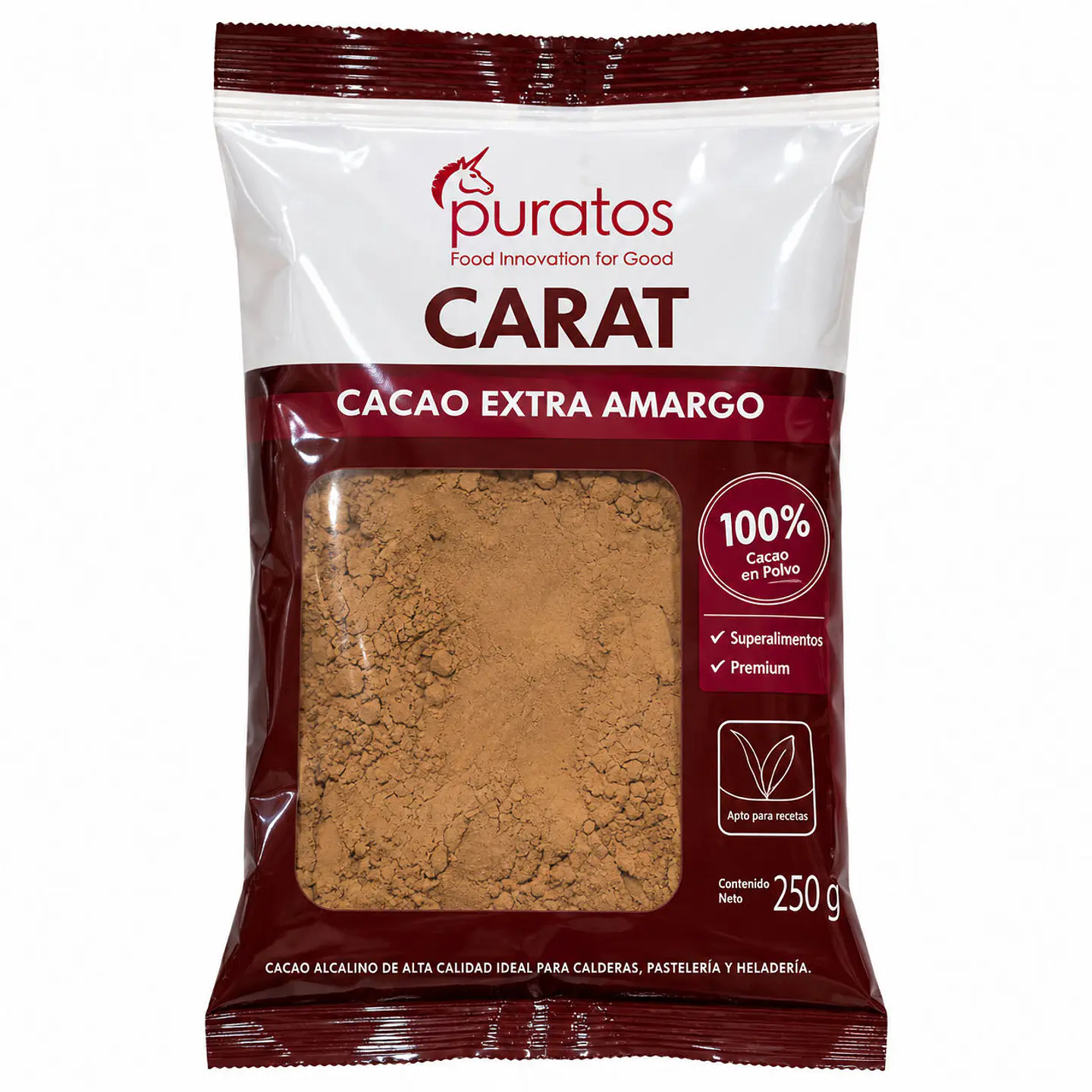 Cacao en Polvo Extra Amargo Puratos Carat 100% Cacao 250 g 1