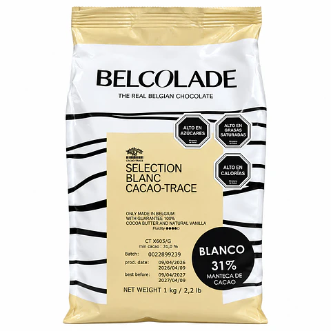 Chocolate Blanco Belcolade 31% Cacao en Gotas 1 kg