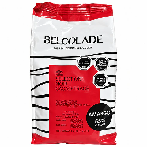 Chocolate Amargo Belcolade 55% Cacao en Gotas 1 kg