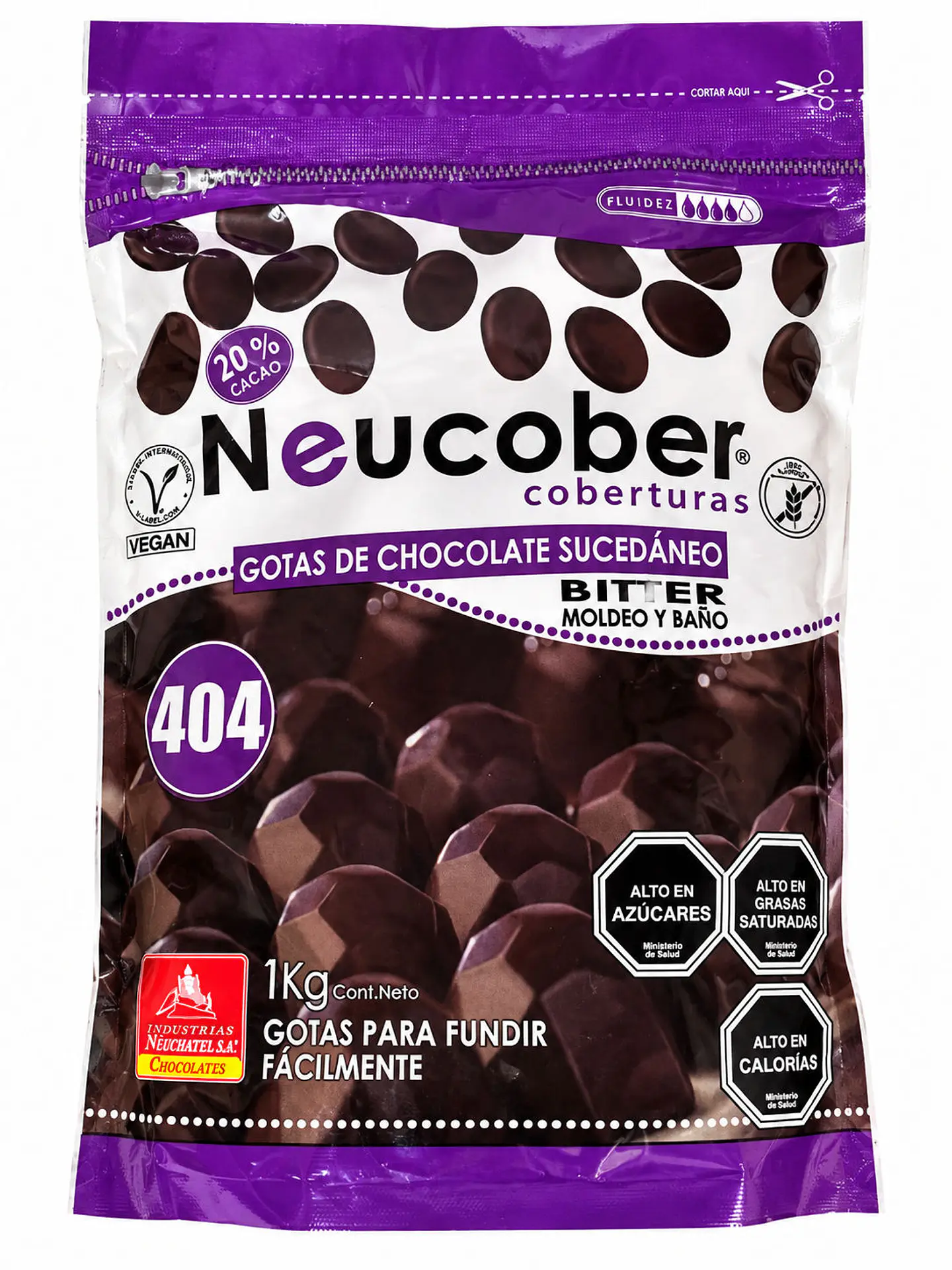 Cobertura de Chocolate Bitter Neucober 20% Cacao en Gotas 1 kg 1