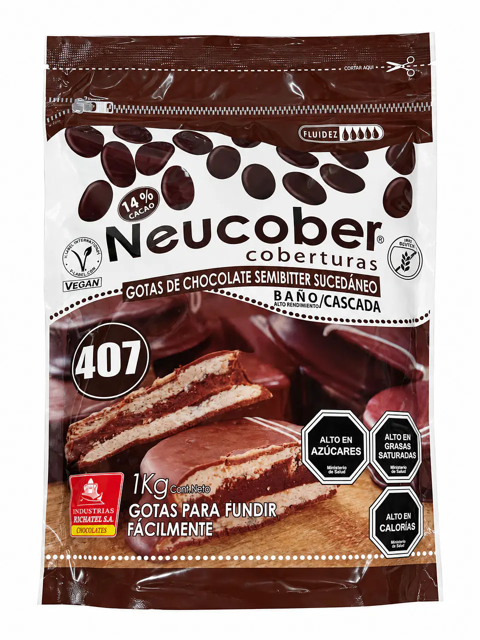Cobertura de Chocolate Semibitter Neucober 14% Cacao 1 kg 1