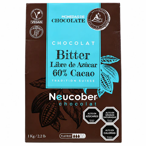 Chocolate Bitter Sin Azúcar 60% Cacao Neucober en Monedas 1 kg