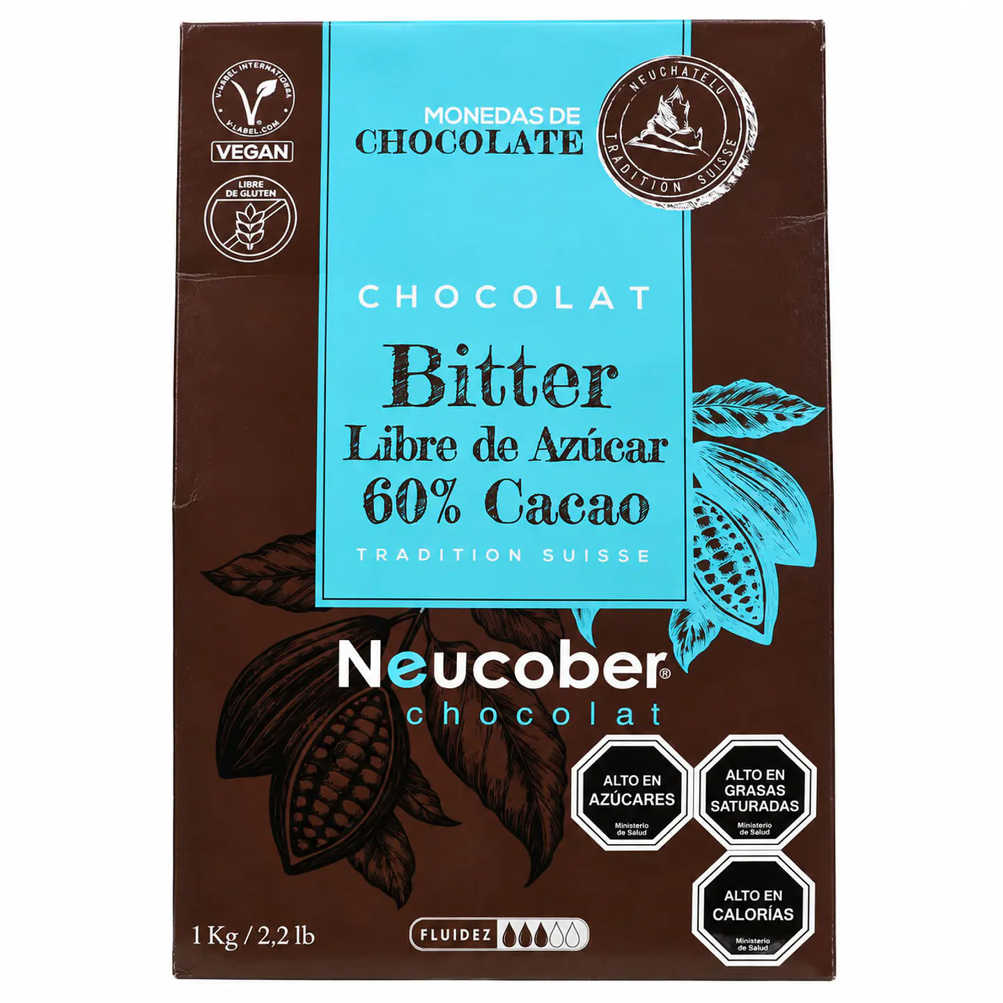 Chocolate Bitter Sin Azúcar 60% Cacao Neucober en Monedas 1 kg 1