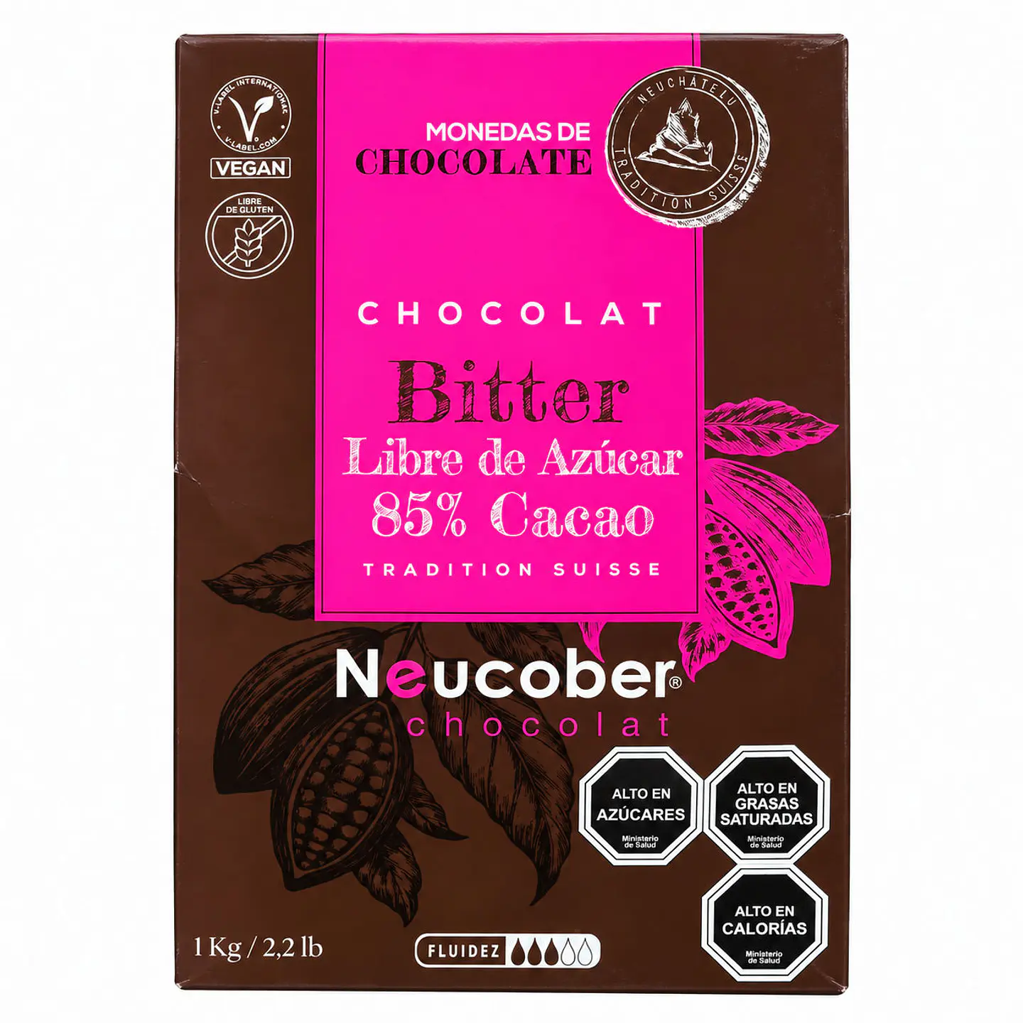 Chocolate Bitter Sin Azúcar 85% Cacao Neucober en Monedas 1 kg 1