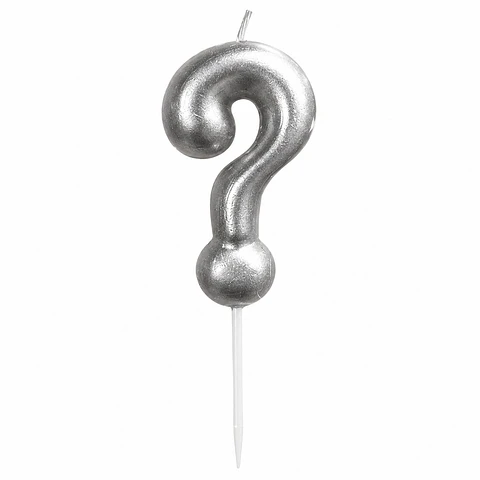 Vela Plateada signo de interrogación 9 cm