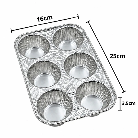 Bandeja de aluminio desechable 6 cupcakes