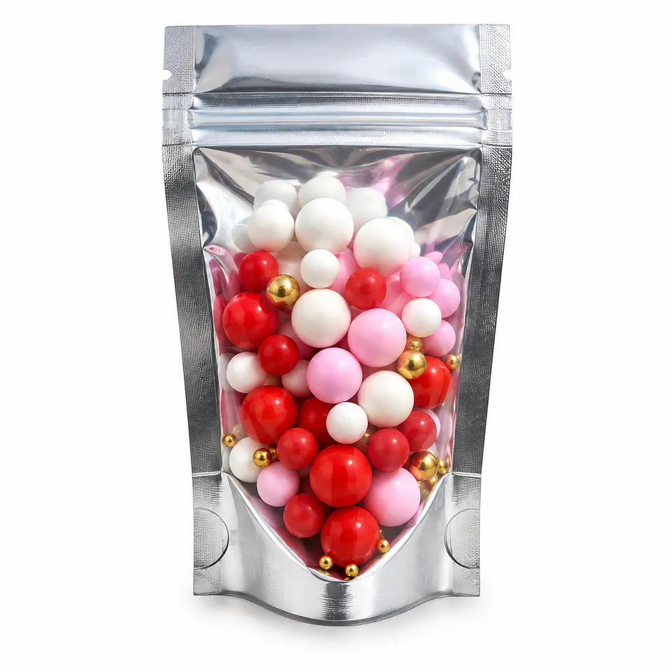 Sprinkles Mix Perlas Rojo, Rosado, Blanco y Dorado 80 g 1