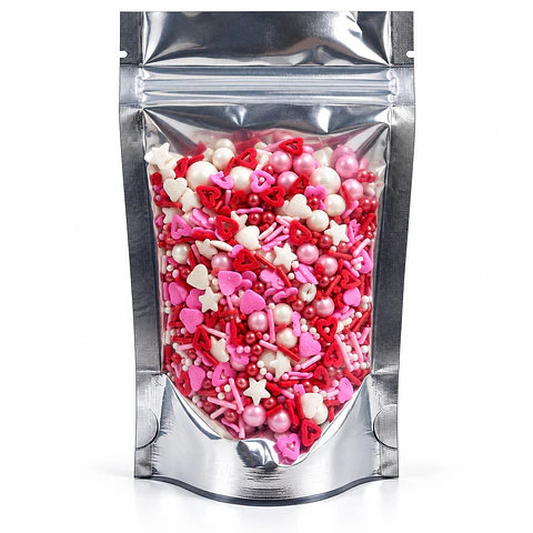 Sprinkles Mix Corazones y Estrellas Rojo, Rosa y Blanco 80 g