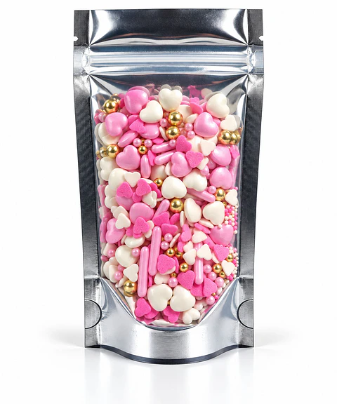 Sprinkles Mix Corazones Rosa, Blanco y Dorado 80 g